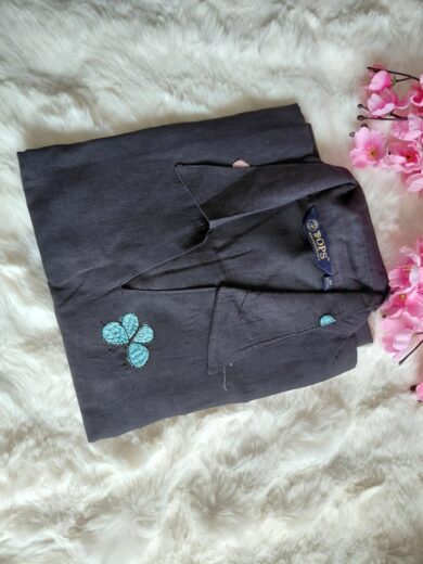Mul cotton Butterfly kurthis with lining-Black