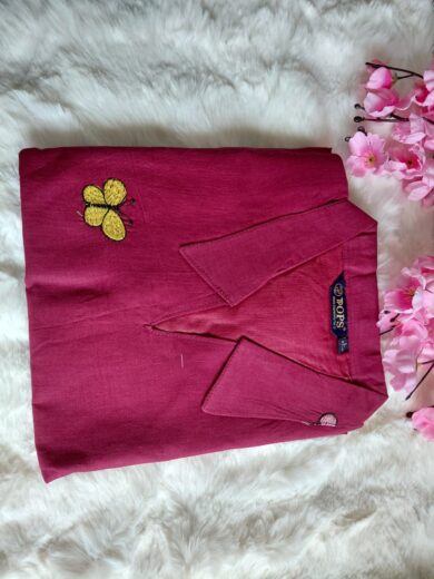 Mul cotton Butterfly kurthis with lining-Pink
