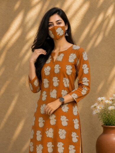 Kalamkari cotton kurthis - Orange